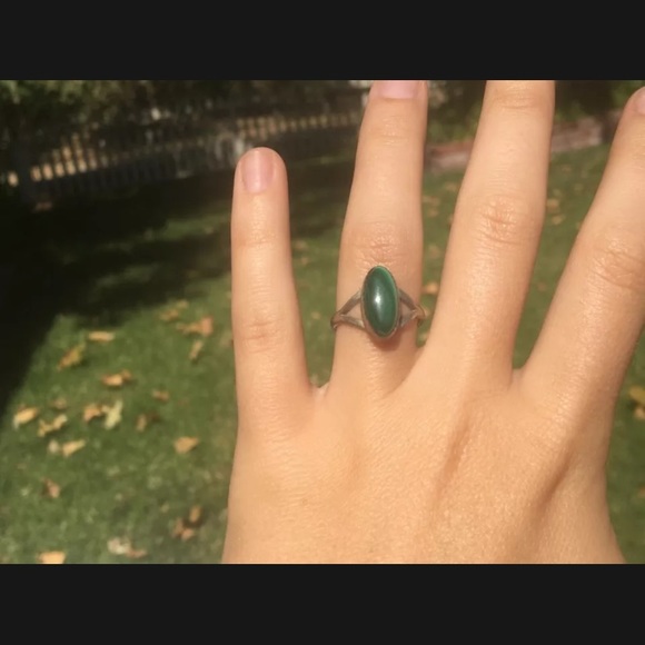 Sterling silver and malachite ring - Picture 4 of 10